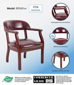 Boss Captain's guest, accent or dining chair in Burgundy Vinyl, B9540-BY